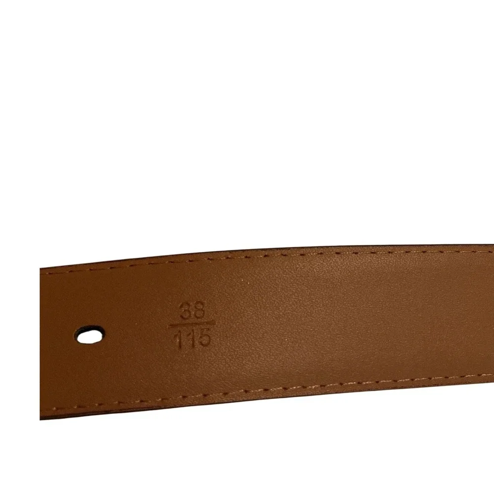 Kemisant Belt Mens 38 Brown Fair Textured Leather Black Buckle Dress Casual‎